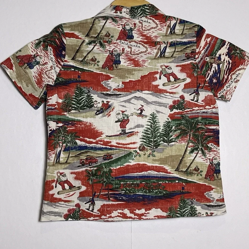 Reyn Spooner Women's XXS Red Mele Kalikimaka Hawaiian Santa Ski Christmas 2019